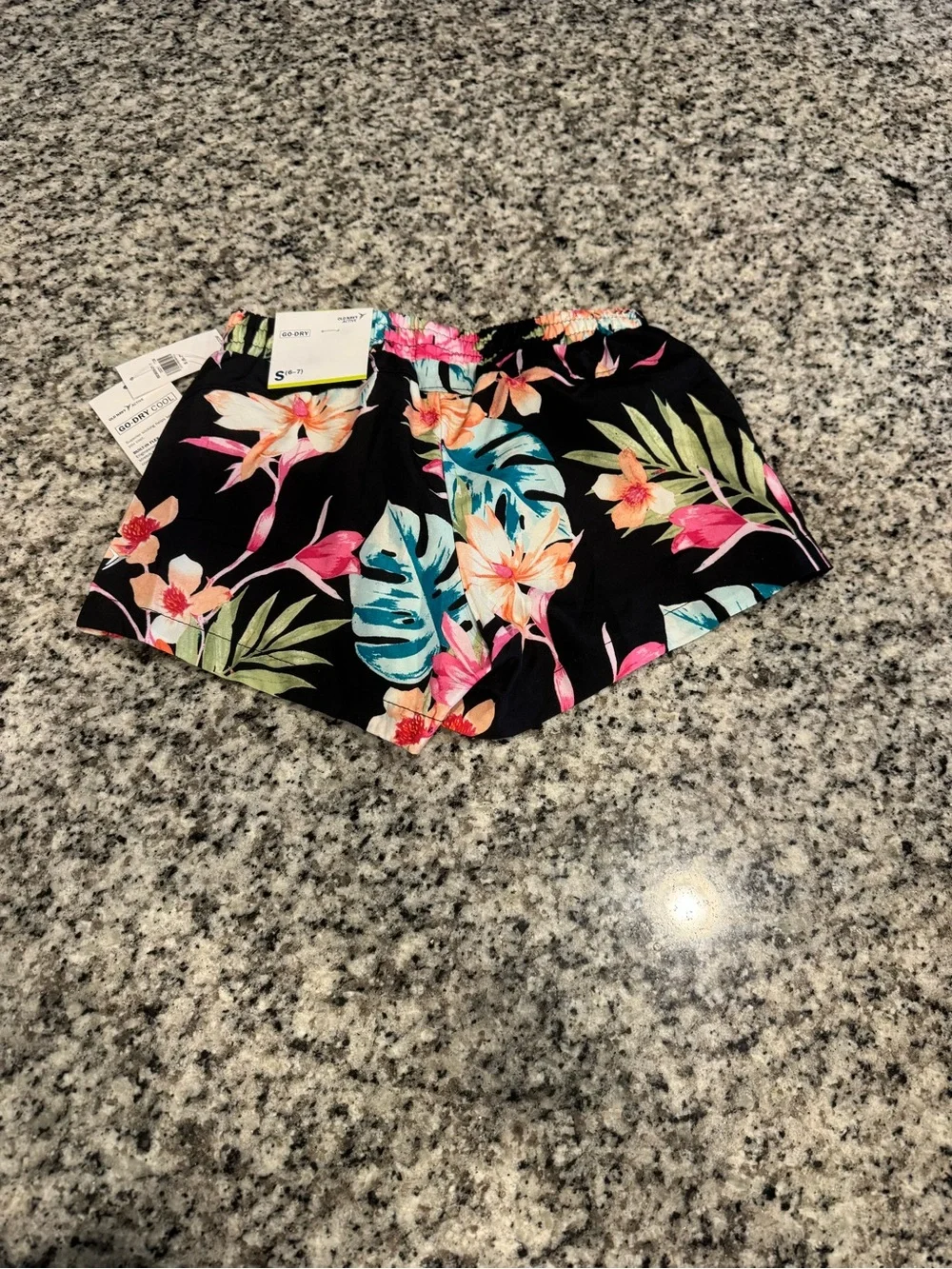 Old Navy girl’s   Black Tropical Floral Lounge Shorts NWT